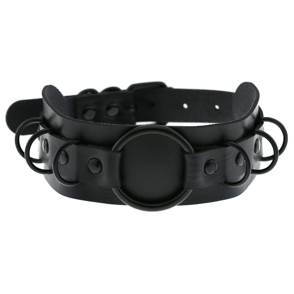 Bullet 69 - Double Black Rings Choker - Zwart/Zwart